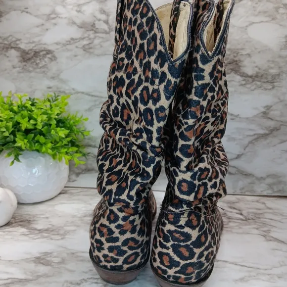 JAR BOOT'S Men Western Boots Leopard leather size 7 Cowboy Brown Pointed Toe