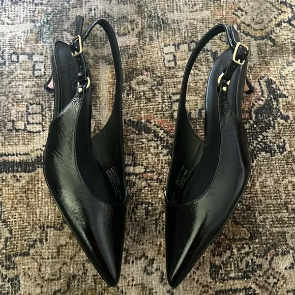 J.Crew Robin kitten heels in Italian crinkle patent leather Black Size 6.5