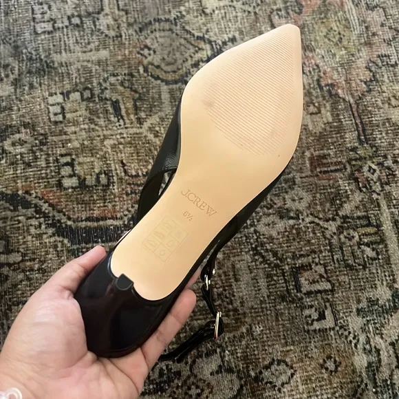 J.Crew Robin kitten heels in Italian crinkle patent leather Black Size 6.5