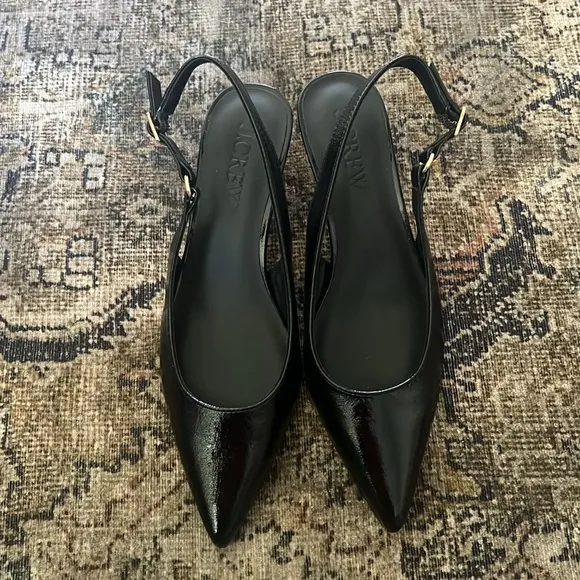 J.Crew Robin kitten heels in Italian crinkle patent leather Black Size 6.5