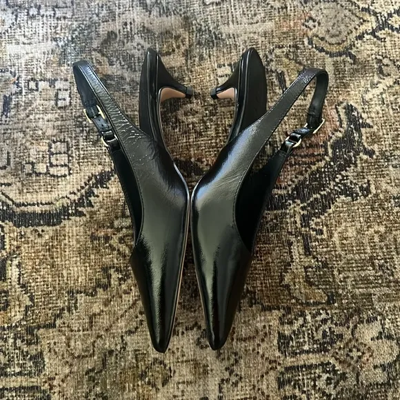 J.Crew Robin kitten heels in Italian crinkle patent leather Black Size 6.5