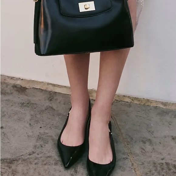 J.Crew Robin kitten heels in Italian crinkle patent leather Black Size 6.5