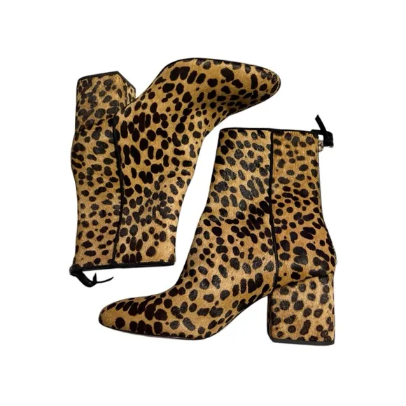 J.Crew Sadie Leopard Calf Hair Ankle Boots