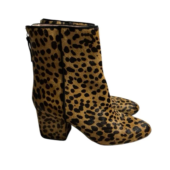 J.Crew Sadie Leopard Calf Hair Ankle Boots