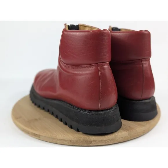 Jean Baptiste Rautureau Size 9.5 Combat Biker Boots Vintage Red Leather Zip Mens