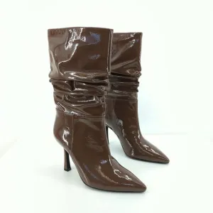 Jeffrey Campbell Women 5.5 Guillo Boots Light Brown Slouched Pointed Heel FLAW