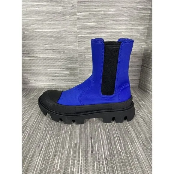 Jeffrey Campbell Women Tough Guy Chelsea Lug‎ Sneaker Boots Blue Black Size 7