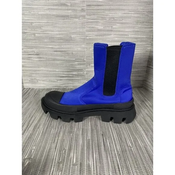 Jeffrey Campbell Women Tough Guy Chelsea Lug‎ Sneaker Boots Blue Black Size 7