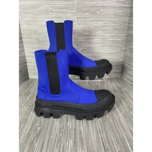 Jeffrey Campbell Women Tough Guy Chelsea Lug‎ Sneaker Boots Blue Black Size 7
