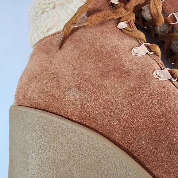 Jessica Simpson Maelyn Suede Shearling Wedge Boots