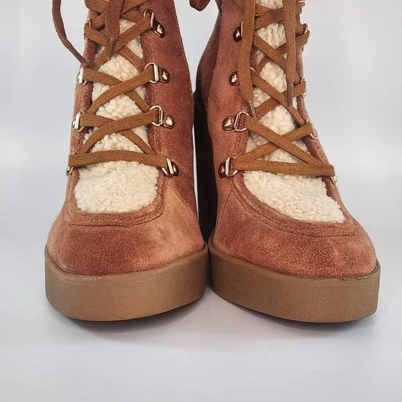 Jessica Simpson Maelyn Suede Shearling Wedge Boots