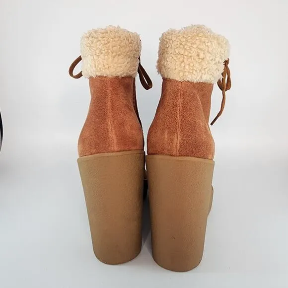 Jessica Simpson Maelyn Suede Shearling Wedge Boots