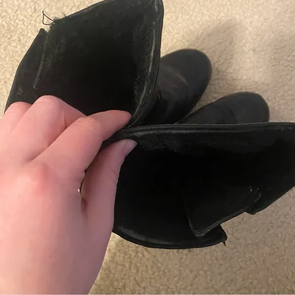 Jimmy Choo Leather Buckle Biker Fur Lined Boots