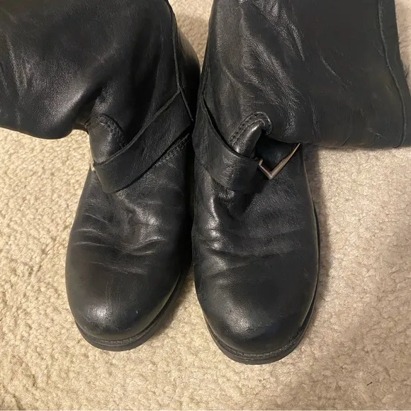 Jimmy Choo Leather Buckle Biker Fur Lined Boots