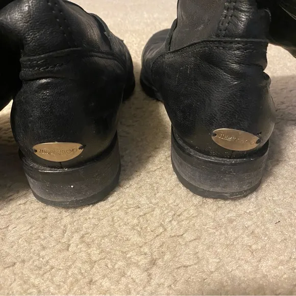 Jimmy Choo Leather Buckle Biker Fur Lined Boots