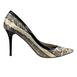 Jimmy Choo Women’s Snake Skin Cream Black Heels Size 35.5 US 5.5