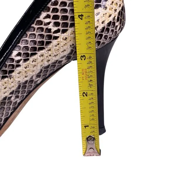 Jimmy Choo Women’s Snake Skin Cream Black Heels Size 35.5 US 5.5