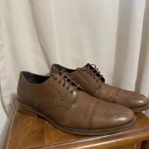 JM 1850 Oxford Dress Shoes Brown Leather Brogue Patina Brazil Mens 9.5 M