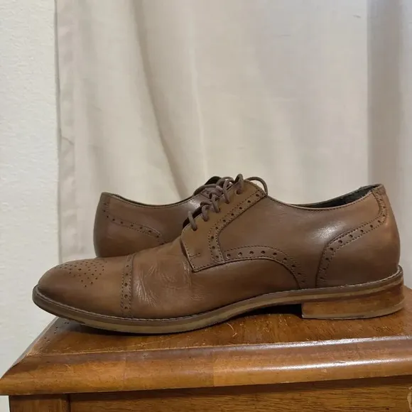 JM 1850 Oxford Dress Shoes Brown Leather Brogue Patina Brazil Mens 9.5 M