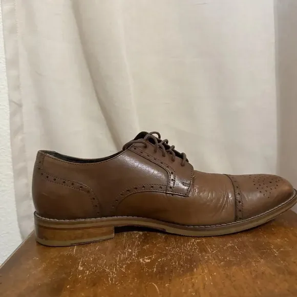 JM 1850 Oxford Dress Shoes Brown Leather Brogue Patina Brazil Mens 9.5 M