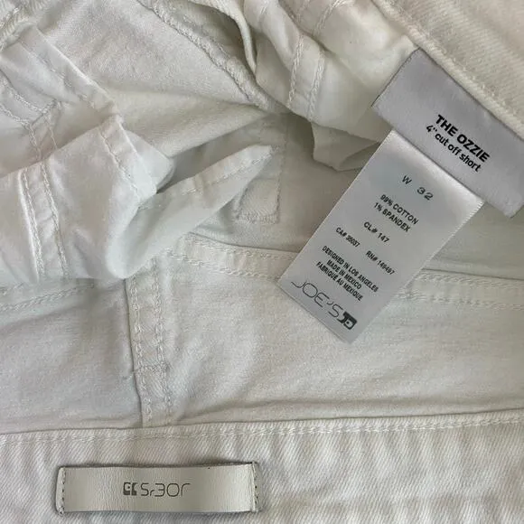 Joe's Jeans Ozzie Shorts Size 32 White Cotton Stretch Staple Casual Vacation