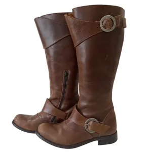 John Fluevog Brown Leather Knee-High Boots sz 7 - riding - outdoor - buckle