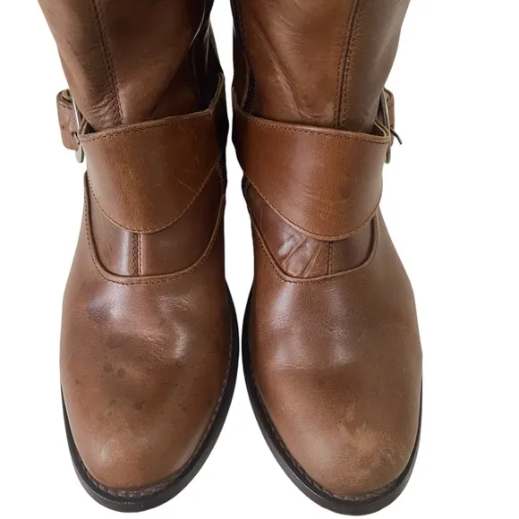 John Fluevog Brown Leather Knee-High Boots sz 7 - riding - outdoor - buckle