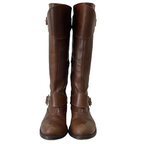 John Fluevog Brown Leather Knee-High Boots sz 7 - riding - outdoor - buckle