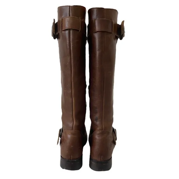 John Fluevog Brown Leather Knee-High Boots sz 7 - riding - outdoor - buckle