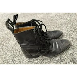 John Fluevog Mens Unisex Black Leather Boots Size 4.5 Mens 6.5 Womens
