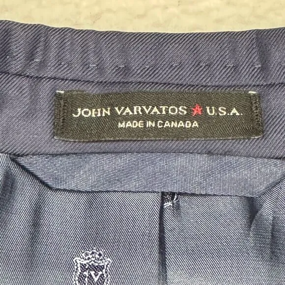 John Varvatos Blazer Mens Size 44R Navy 100% Wool Suit Jacket Union Made Canada