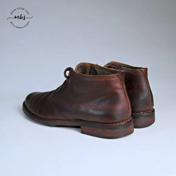 John Varvatos Leather Hipster Chukka Boots Brown Men 10