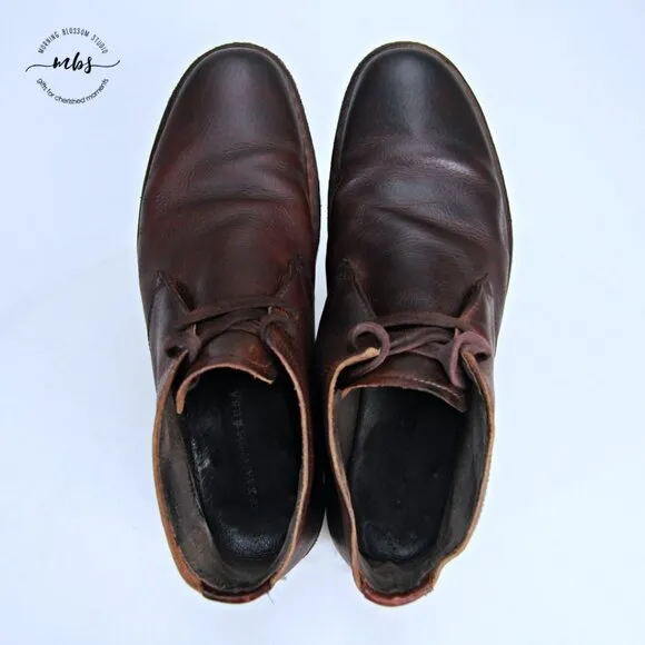 John Varvatos Leather Hipster Chukka Boots Brown Men 10