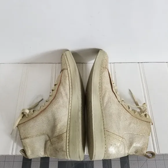 John Varvatos Sneakers Mens Size 11 Tan Metallic Leather High Top Tennis Shoes