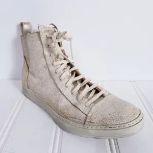 John Varvatos Sneakers Mens Size 11 Tan Metallic Leather High Top Tennis Shoes