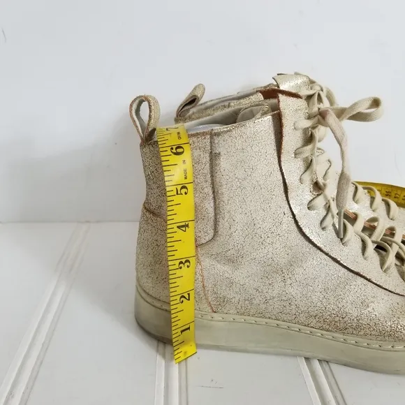 John Varvatos Sneakers Mens Size 11 Tan Metallic Leather High Top Tennis Shoes