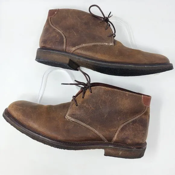 Johnston &amp; Murphy Chukka Boots Men 11.5M Copeland Brown Oiled Leather 25-1870