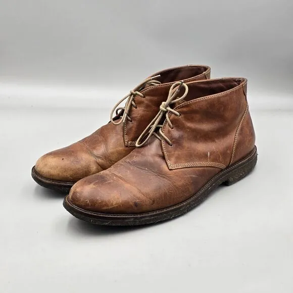 Johnston &amp; Murphy Men's Size 12 M Copeland Brown Leather Crepe Sole Chukka Boots