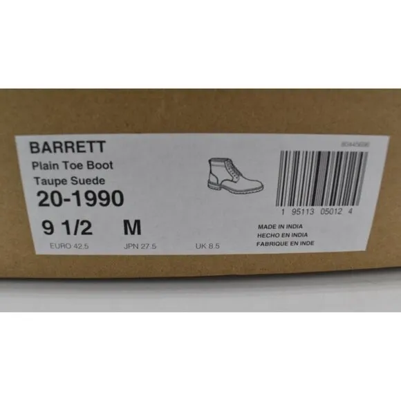 Johnston &amp; Murphy Mens Size 9.5 Barrett Taupe Suede Plain Toe Boots Shoes