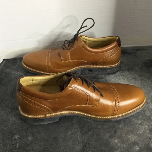Johnston &amp; Murphy Men's Tan Leather 20-4882 Sheepskin Size 9 Made In Brazil
