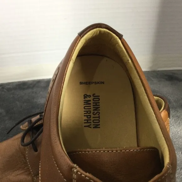 Johnston &amp; Murphy Men's Tan Leather 20-4882 Sheepskin Size 9 Made In Brazil