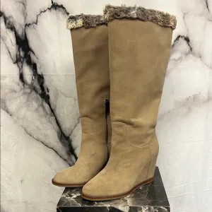Johnston &amp; Murphy Tan Winter Boots with Faux Fur Trim