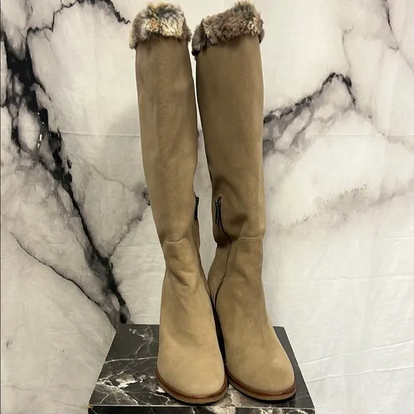 Johnston &amp; Murphy Tan Winter Boots with Faux Fur Trim