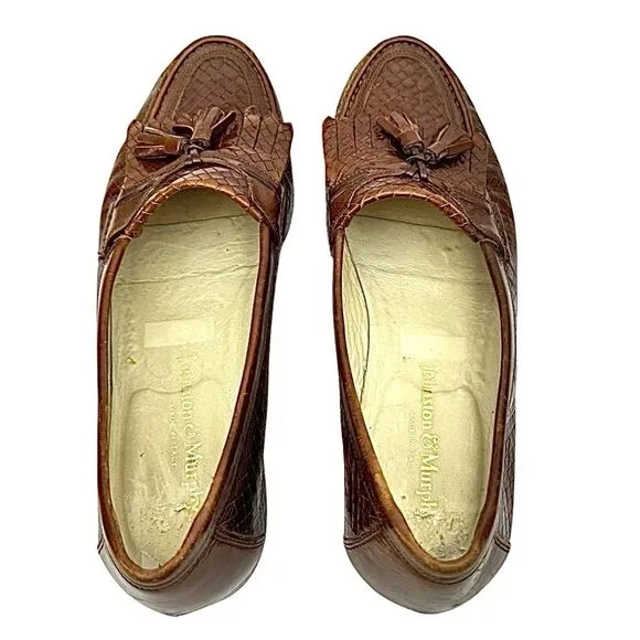 Johnston &amp; Murphy Woven Top Kilt Tassel Leather Loafer Size 8.5 Medium Italy