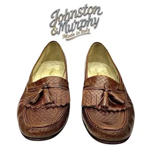 Johnston &amp; Murphy Woven Top Kilt Tassel Leather Loafer Size 8.5 Medium Italy