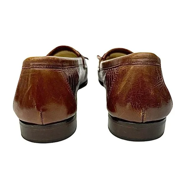 Johnston &amp; Murphy Woven Top Kilt Tassel Leather Loafer Size 8.5 Medium Italy