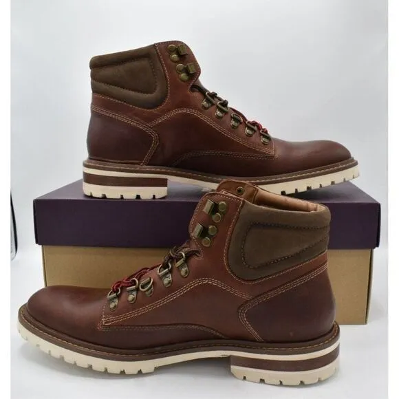 Johnston &amp; Murphy Mens Size 8 Barrett Mahogany Full Grain Leather Alpine Boots