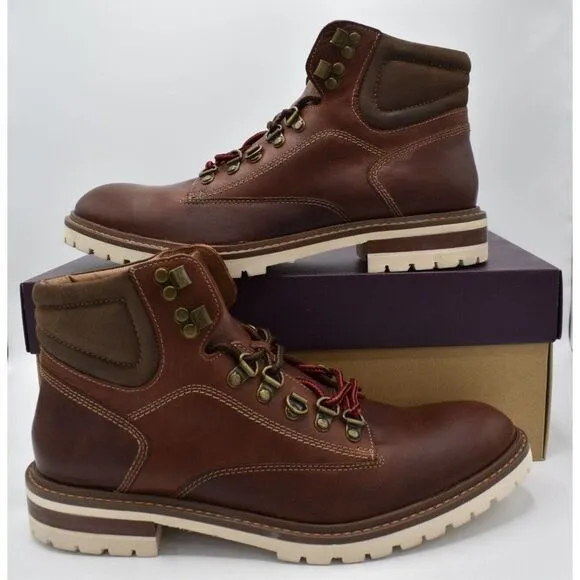 Johnston &amp; Murphy Mens Size 8 Barrett Mahogany Full Grain Leather Alpine Boots