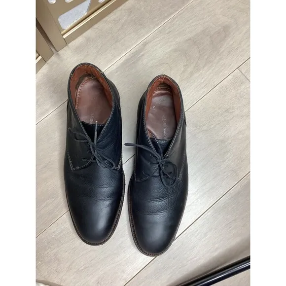 Johnston Murphy Men Copeland Chukka Black Tumbled Soft Sheep Leather 12 M Boots