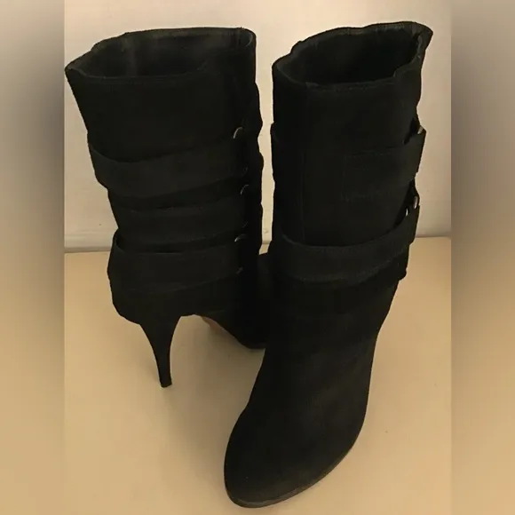 Joie women black suede platform heel boots US 10